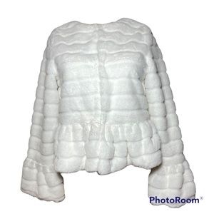 Elegant White Faux Fur Jacket